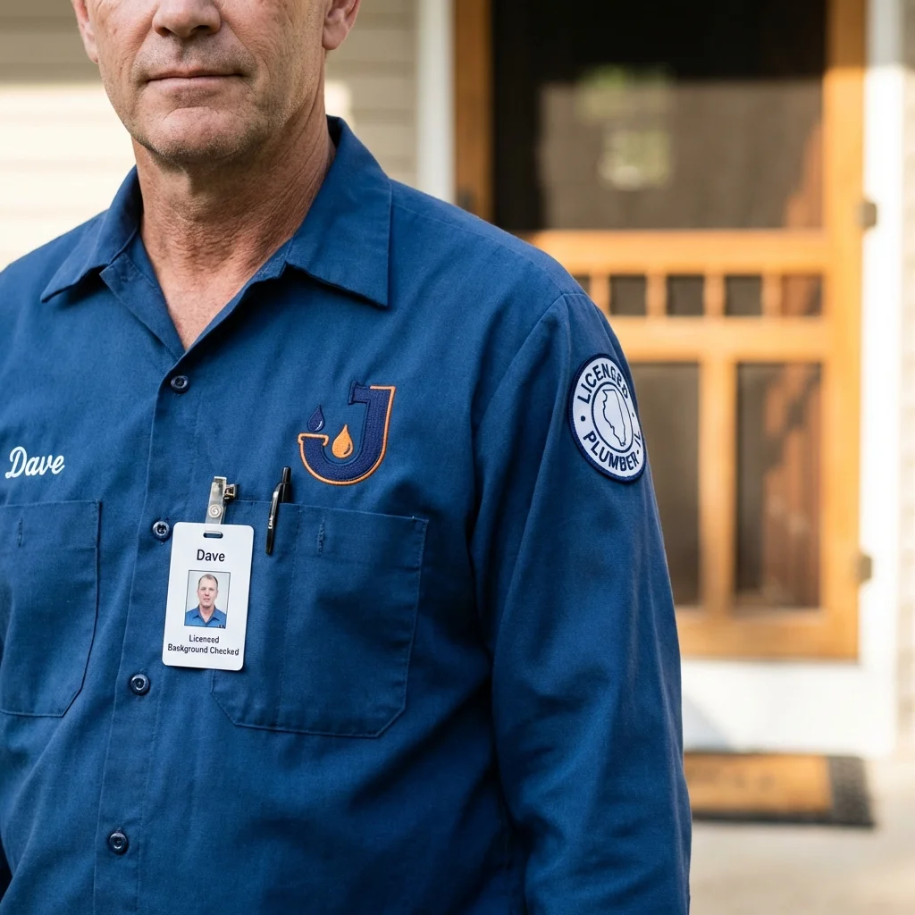 Licensed plumber showing ID badge in Caseyville, IL