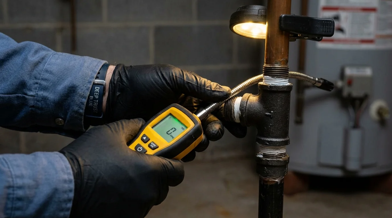 Gas leak detection with electronic sniffer by Johns Plumbing LLC in Caseyville