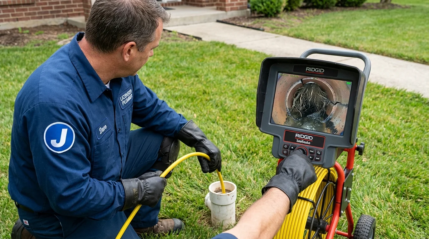 Sewer camera inspection being performed by Johns Plumbing LLC in Caseyville