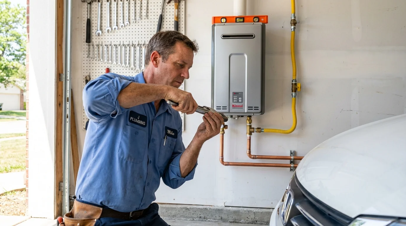 Tankless water heater installation by a Johns Plumbing LLC plumber in Caseyville